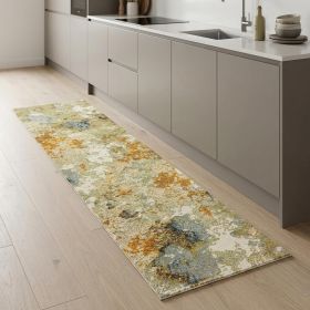 8' Gold And Ivory Runner Rug