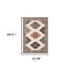 5' X 7' Ivory Gray And Orange Geometric Distressed Area Rug