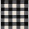 5' X 7' Black And Ivory Gingham Area Rug