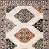 7' X 9' Ivory Gray And Orange Geometric Distressed Area Rug