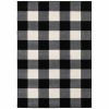 7' X 9' Black And Ivory Gingham Area Rug