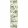 12' Ivory Sage And Teal Abstract Runner Rug