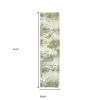 12' Ivory Sage And Teal Abstract Runner Rug