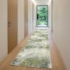 12' Ivory Sage And Teal Abstract Runner Rug