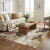 5' X 7' Beige and Black Power Loom Area Rug