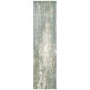 3' X 10' Blue And Gray Abstract Splash Indoor Runner Rug