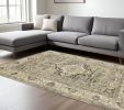 8' X 11' Beige And Gray Medallion Distressed Area Rug