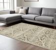 8' X 11' Ivory And Gray Trellis Distressed Area Rug