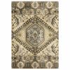 8' X 11' Tan And Gold Medallion Area Rug