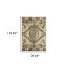 8' X 11' Tan And Gold Medallion Area Rug