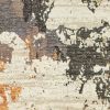 8' Beige and Black Round Power Loom Area Rug