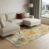 7' X 10' Gold and Ivory Power Loom Area Rug