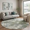 8' Blue Green Round Power Loom Area Rug
