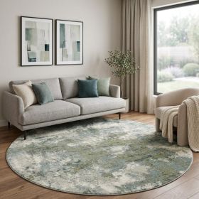 8' Blue Green Round Power Loom Area Rug
