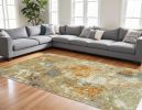 8' X 11' Gold and Ivory Power Loom Area Rug