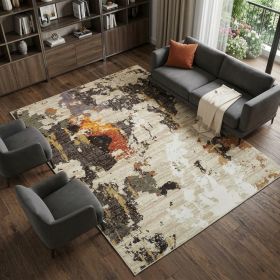 9' X 12' Beige and Black Power Loom Area Rug