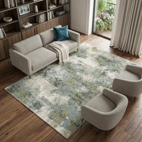 9' X 12' Blue Green Power Loom Area Rug