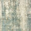 10' X 14' Blue And Gray Abstract Hand Loomed Distressed Area Rug