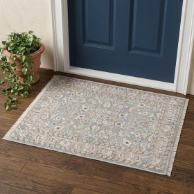 2' X 3' Blue And Ivory Area Rug