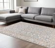 10' X 13' Blue And Ivory Oriental Distressed Area Rug