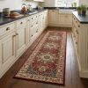 8' Red And Ivory Runner Rug