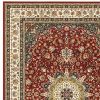 5' X 8' Red And Ivory Floral Medallion Area Rug