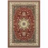 8' X 11' Red And Ivory Floral Medallion Area Rug
