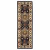 6' Blue And Ivory Wool Handmade Runner Rug