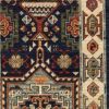 6' Blue And Ivory Wool Handmade Runner Rug