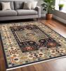 5' X 8' Blue And Ivory Medallion Area Rug