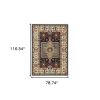 7' X 10' Blue And Ivory Medallion Area Rug