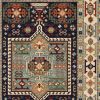 8' X 11' Blue And Ivory Medallion Area Rug