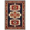 3' X 5' Blue And Red Medallion Area Rug