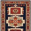 3' X 5' Blue And Red Medallion Area Rug