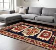 10' X 13' Blue And Red Medallion Area Rug