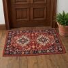 2' X 3' Red Blue Machine Woven Oriental Indoor Area Rug