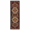 6' Blue And Red Wool Handmade Runner Rug