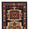 6' Blue And Red Wool Handmade Runner Rug