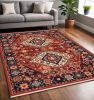 5' X 8' Red And Blue Oriental Area Rug