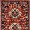 7' X 10' Red And Blue Oriental Area Rug