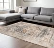 7' X 10' Gray And Blue Medallion Distressed Area Rug