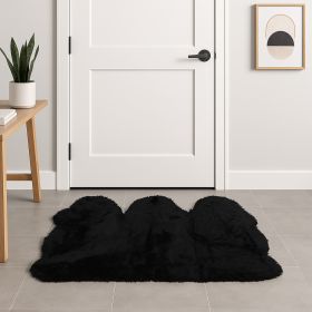 3' X 5' Black Natural Sheepskin Area Rug
