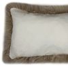 Set of Two 12" X 20" Taupe Sheepskin Lumbar Throw Pillows