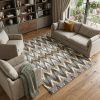7' X 10' Gray And Taupe Ikat Pattern Area Rug