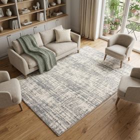 7' X 10' Ivory And Gray Abstract Strokes Area Rug