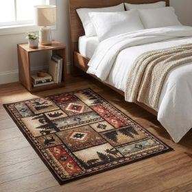 4' X 6' Gold and Ivory Power Loom Area Rug
