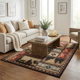 5' X 7' Brown and Black Area Rug