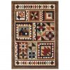 4' X 6' Brown And Red Ikat Patchwork Area Rug