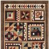 10' X 13' Brown And Red Ikat Patchwork Area Rug