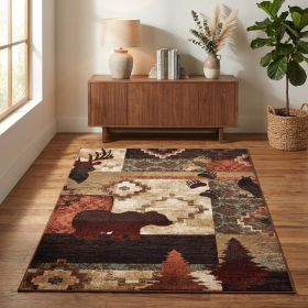 4' X 6' Green and Ivory Power Loom Area Rug